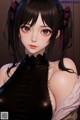 Anime girl with long black hair wearing a black dress.